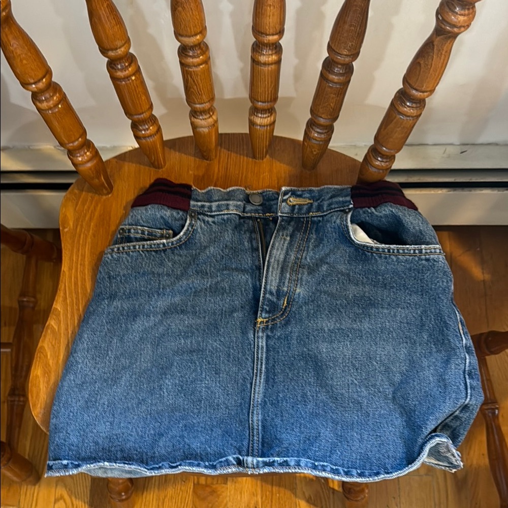 Carmar by LF Denim Skirt with Maroon Accents not Calvin Klein